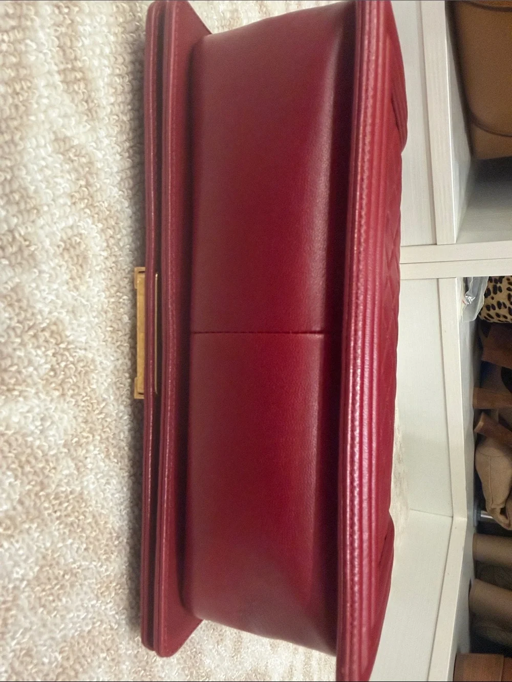 CHANEL Quilted Shoulder Bag in Burgundy with Gold Hardware